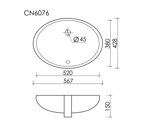 Раковина встраиваемая снизу Ceramicanova Element CN6076, белый глянец фото 8