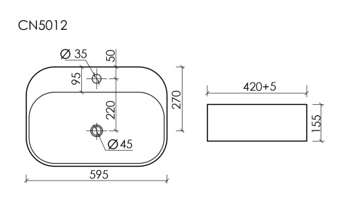 Накладная раковина Ceramicanova ELEMENT CN5012, белый глянец фото 6