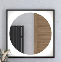 Зеркало DEFESTO ECLIPSE DF 2223 в багетной раме с LED-подсветкой 80x80 см., черная рама, без выключателя, 4500 K
