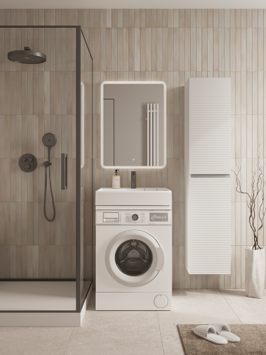 Раковина над стиральной машиной Ceramicanova Quattro CN0101, с кронштейнами в комплекте, белый глянец фото 3