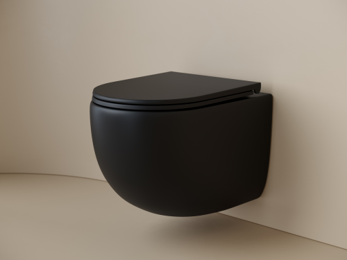 Подвесной унитаз Ceramicanova UP CN4007MB с крышкой-сидением,черный матовый фото 5