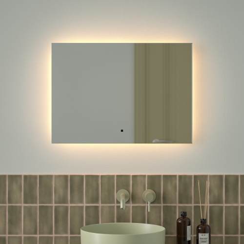 Зеркало DEFESTO GLOW DF 2514RH с фацетом и LED-подсветкой 70x50 см., ИК - выключатель, 3000 K фото 2