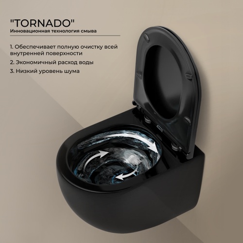 Подвесной унитаз Ceramicanova UP CN4007MB с крышкой-сидением,черный матовый фото 3