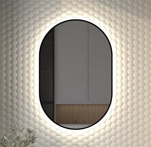 Зеркало DEFESTO AURA DF 2925R с окантовкой и LED-подсветкой 60x90 см., ИК - выключатель, 4500 K