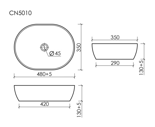 Накладная раковина Ceramicanova ELEMENT CN5010, белый глянец фото 7