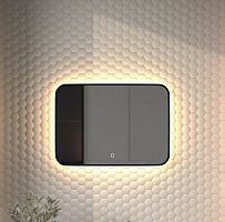 Зеркало DEFESTO AURA DF 2974SH с окантовкой и LED-подсветкой 70x50 см., сенсорный выключатель, 3000 K