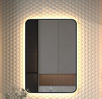 Зеркало DEFESTO AURA DF 2979S с окантовкой и LED-подсветкой 70x100 см., сенсорный выключатель, 3000 K