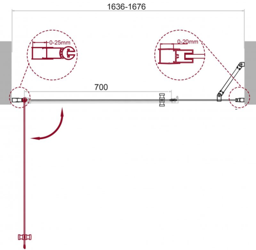 Душевая дверь в нишу BelBagno 165x195, ETNA-B-11-90+80-C-Cr фото 10