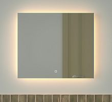 Зеркало DEFESTO GLOW DF 2516SH с фацетом и LED-подсветкой 70x60 см., сенсорный выключатель, 3000 K