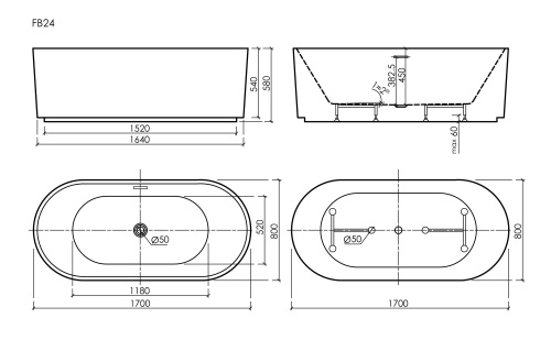 Отдельностоящая ванна Sancos Vivia FB24, 170x80 фото 8
