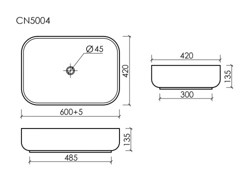 Раковина Ceramicanova ELEMENT CN5004, белый глянец фото 6