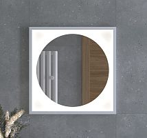 Зеркало DEFESTO ECLIPSE DF 2226 в багетной раме с LED-подсветкой 60x60 см., белая рама, без выключателя, 4500 K