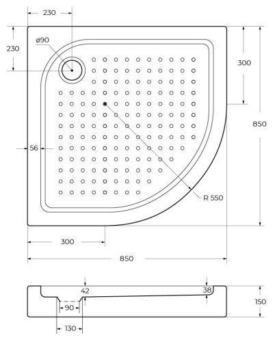 Душевой поддон BelBagno 85x85 TRAY-BB-R-85-550-15-W, с сифоном фото 6