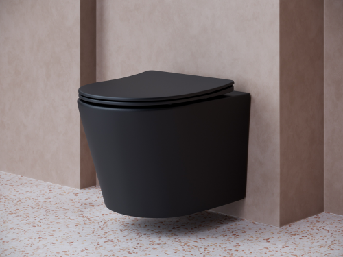 Подвесной унитаз Ceramicanova Balearica CN6000MB с крышкой-сидением, черный матовый фото 5