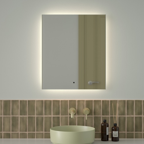 Зеркало DEFESTO GLOW DF 2506R с фацетом и LED-подсветкой 60x70 см., ИК - выключатель, 4500 K фото 2