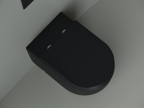 Унитаз приставной напольный Ceramicanova Metropol CN4004MB с крышкой-сидением, черный матовый фото 9
