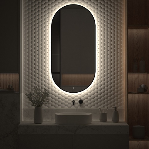 Зеркало DEFESTO AURA DF 2926S с окантовкой и LED-подсветкой 60x120 см., сенсорный выключатель, 4500 K фото 4