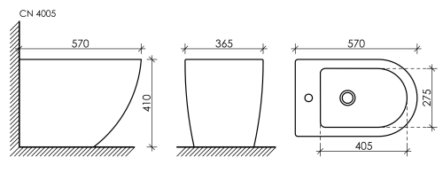 Биде напольное Ceramicanova Metropol CN4005, белое глянцевое фото 11