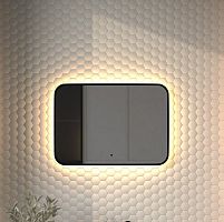 Зеркало DEFESTO AURA DF 2974RH с окантовкой и LED-подсветкой 70x50 см., ИК - выключатель, 3000 K