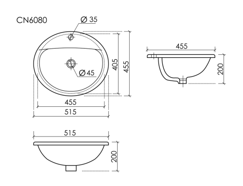 Раковина встраиваемая сверху Ceramicanova Sun CN6080, белый глянец фото 8