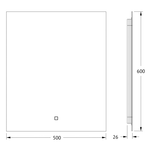 Зеркало DEFESTO GLOW DF 2503S с фацетом и LED-подсветкой 50x60 см., сенсорный выключатель, 4500 K фото 4