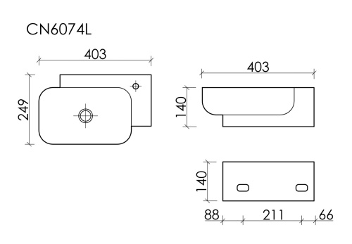 Рукомойник Ceramicanova ELEMENT CN6074L, белый глянец фото 6