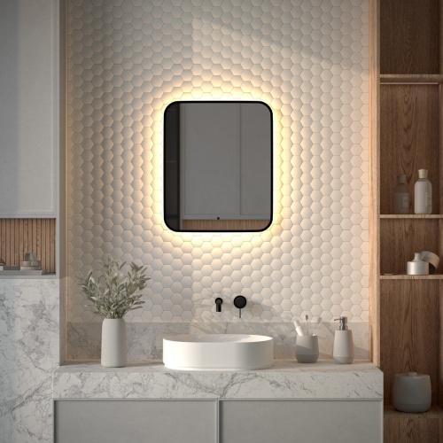Зеркало DEFESTO AURA DF 2973R с окантовкой и LED-подсветкой 50x60 см., ИК - выключатель, 3000 K фото 2