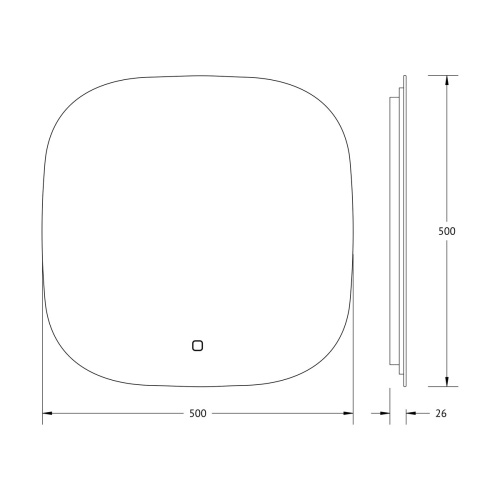 Зеркало DEFESTO OPTI DF 2858S с LED-подсветкой 50x50 см., сенсорный выключатель, 3000 K фото 5