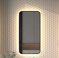 Зеркало DEFESTO AURA DF 2975 с окантовкой и LED-подсветкой 50x100 см., без выключателя, 3000 K