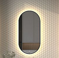 Зеркало DEFESTO AURA DF 2934S с окантовкой и LED-подсветкой 50x100 см., сенсорный выключатель, 3000 K