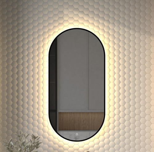 Зеркало DEFESTO AURA DF 2934S с окантовкой и LED-подсветкой 50x100 см., сенсорный выключатель, 3000 K