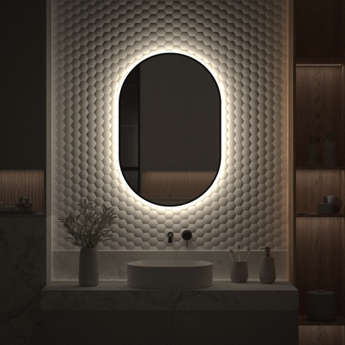 Зеркало DEFESTO AURA DF 2925R с окантовкой и LED-подсветкой 60x90 см., ИК - выключатель, 4500 K фото 4