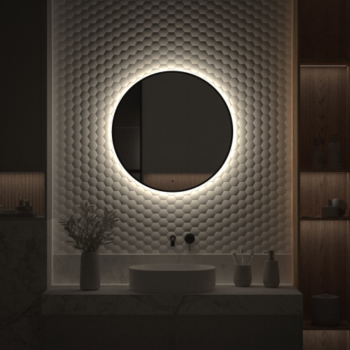 Зеркало DEFESTO AURA DF 2984R с окантовкой и LED-подсветкой Ø70 см., ИК - выключатель, 4500 K фото 4