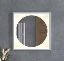 Зеркало DEFESTO ECLIPSE DF 2236 в багетной раме с LED-подсветкой 60x60 см., белая рама, без выключателя, 3000 K