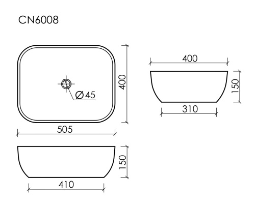 Накладная раковина Ceramicanova ELEMENT CN6008, белый глянец фото 6