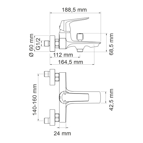 Смеситель для ванны и душа WasserKRAFT Neime 1901, хром фото 3