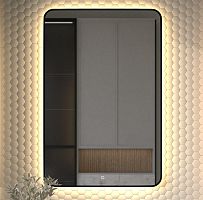 Зеркало DEFESTO AURA DF 2980S с окантовкой и LED-подсветкой 80x120 см., сенсорный выключатель, 3000 K
