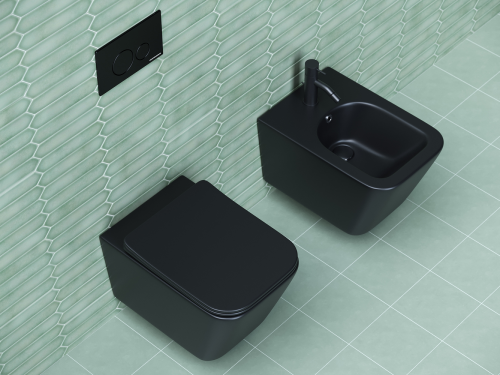 Биде подвесной Ceramicanova Metric CN3008MB черное матовое, с донным клапаном фото 8