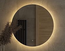 Зеркало DEFESTO OPTI DF 2855S с LED-подсветкой Ø80 см., сенсорный выключатель, 3000 K