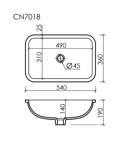 Раковина встраиваемая снизу Ceramicanova Element CN7018, белый глянец фото 6