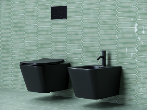 Биде подвесной Ceramicanova Metric CN3008MB черное матовое, с донным клапаном фото 2