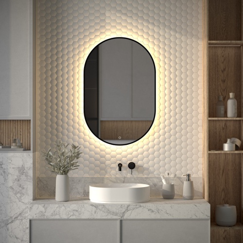 Зеркало DEFESTO AURA DF 2935S с окантовкой и LED-подсветкой 60x90 см., сенсорный выключатель, 3000 K фото 2