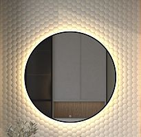 Зеркало DEFESTO AURA DF 2996S с окантовкой и LED-подсветкой Ø90 cm., сенсорный выключатель, 3000 K
