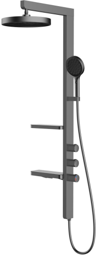 Душевая стойка Vincea Inspire VSFS-3I11GM с изливом, 30см верх душ, вороненая сталь