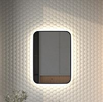 Зеркало DEFESTO AURA DF 2964R с окантовкой и LED-подсветкой 50x70 см., ИК - выключатель, 4500 K