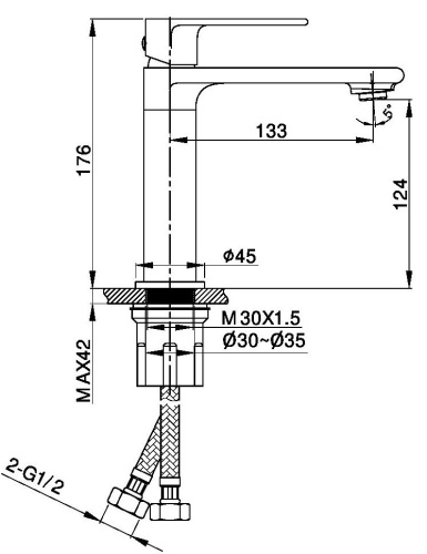 Смеситель для раковины Vincea Vogue VBF-1V1BG, брашированное золото фото 3