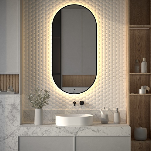 Зеркало DEFESTO AURA DF 2936R с окантовкой и LED-подсветкой 60x120 см., ИК - выключатель, 3000 K фото 2