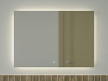Зеркало DEFESTO GLOW DF 2509SH с фацетом и LED-подсветкой 100x70 см., сенсорный выключатель, 4500 K