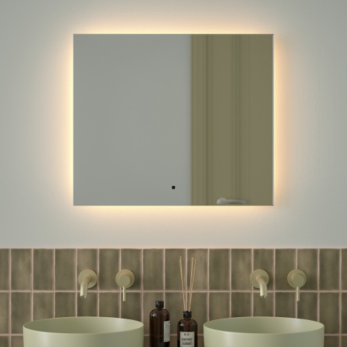Зеркало DEFESTO GLOW DF 2516RH с фацетом и LED-подсветкой 70x60 см., ИК - выключатель, 3000 K фото 2