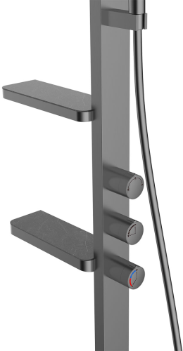 Душевая стойка Vincea Inspire VSFS-3I11GM с изливом, 30см верх душ, вороненая сталь фото 7